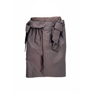 Escada Silk Skirt Size 4 EU‎ 34 Knee Length Pencil Brown Bronze Bow Lined Vtg